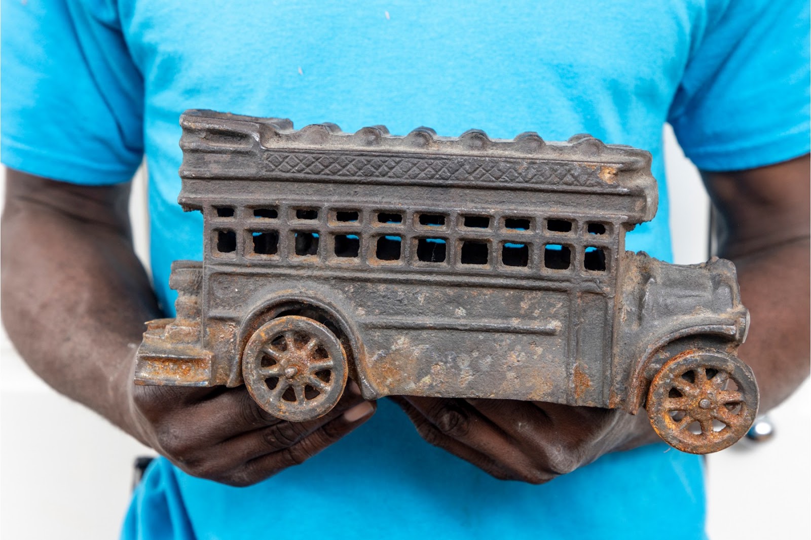 Reproduction Cast Iron Toy School Bus 