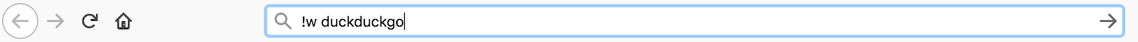 Image displaying a browser address bar with "w! duckduckgo" typed in.