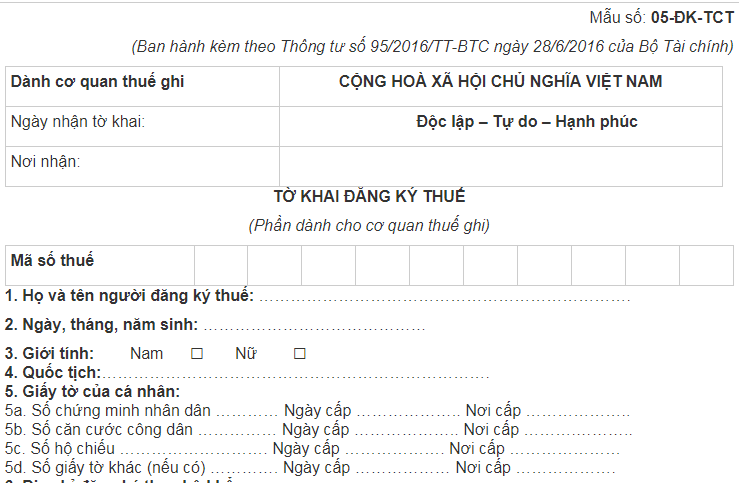 Káº¿t quáº£ hÃ¬nh áº£nh cho NÆ¡i ÄÄng kÃ½ mÃ£ sá» thuáº¿ cÃ¡ nhÃ¢n