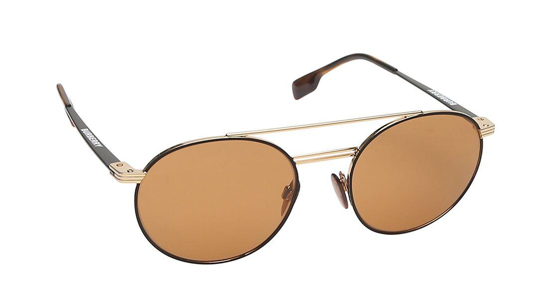 Gold Round Burberry Men Sunglasses