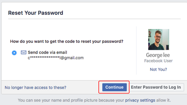 facebook reset your password