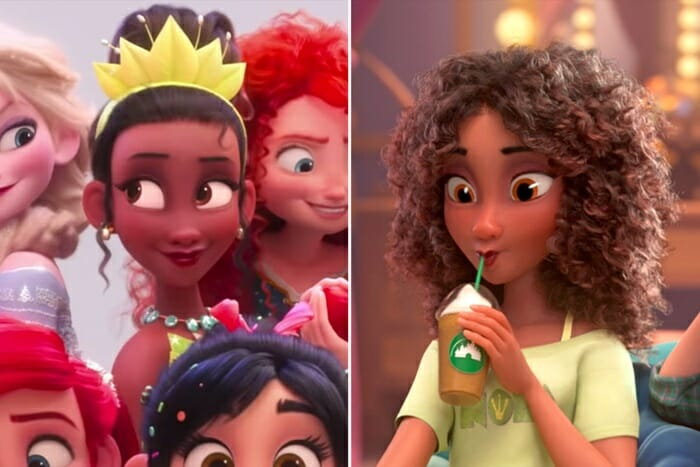 Depois e antes da princesa Tiana no filme Detona Ralph 2 da Disney