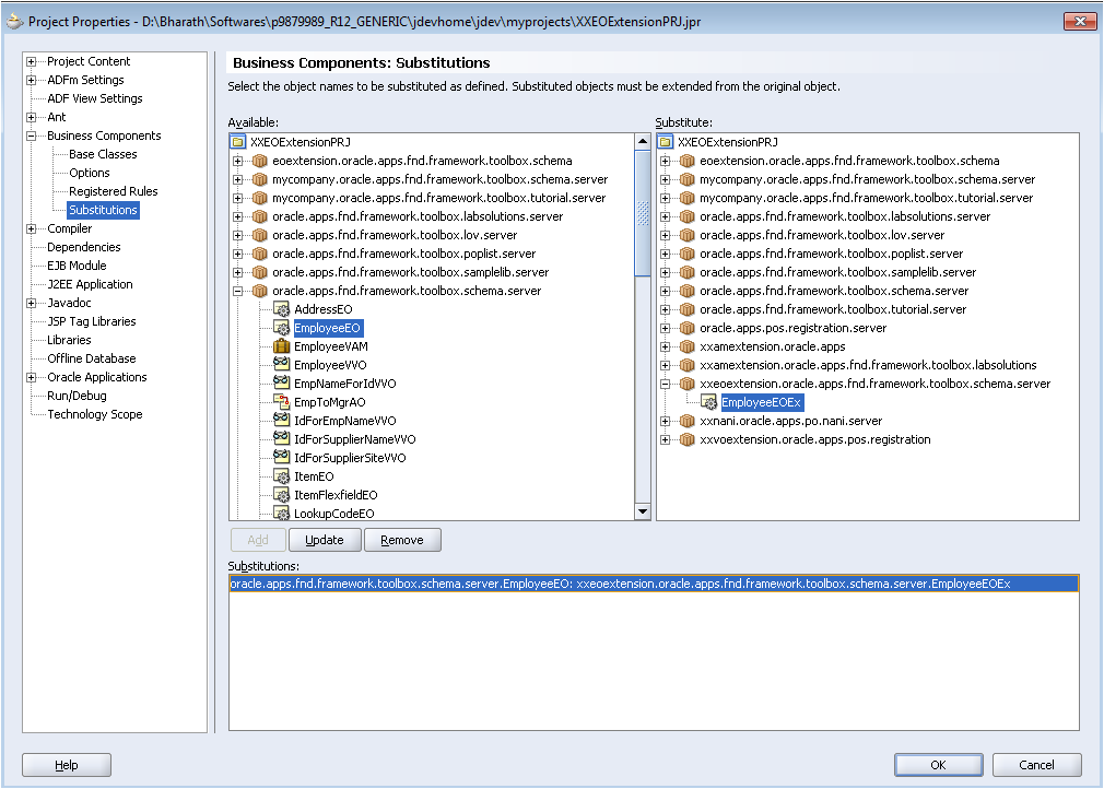 EO substituitions in EO extension process