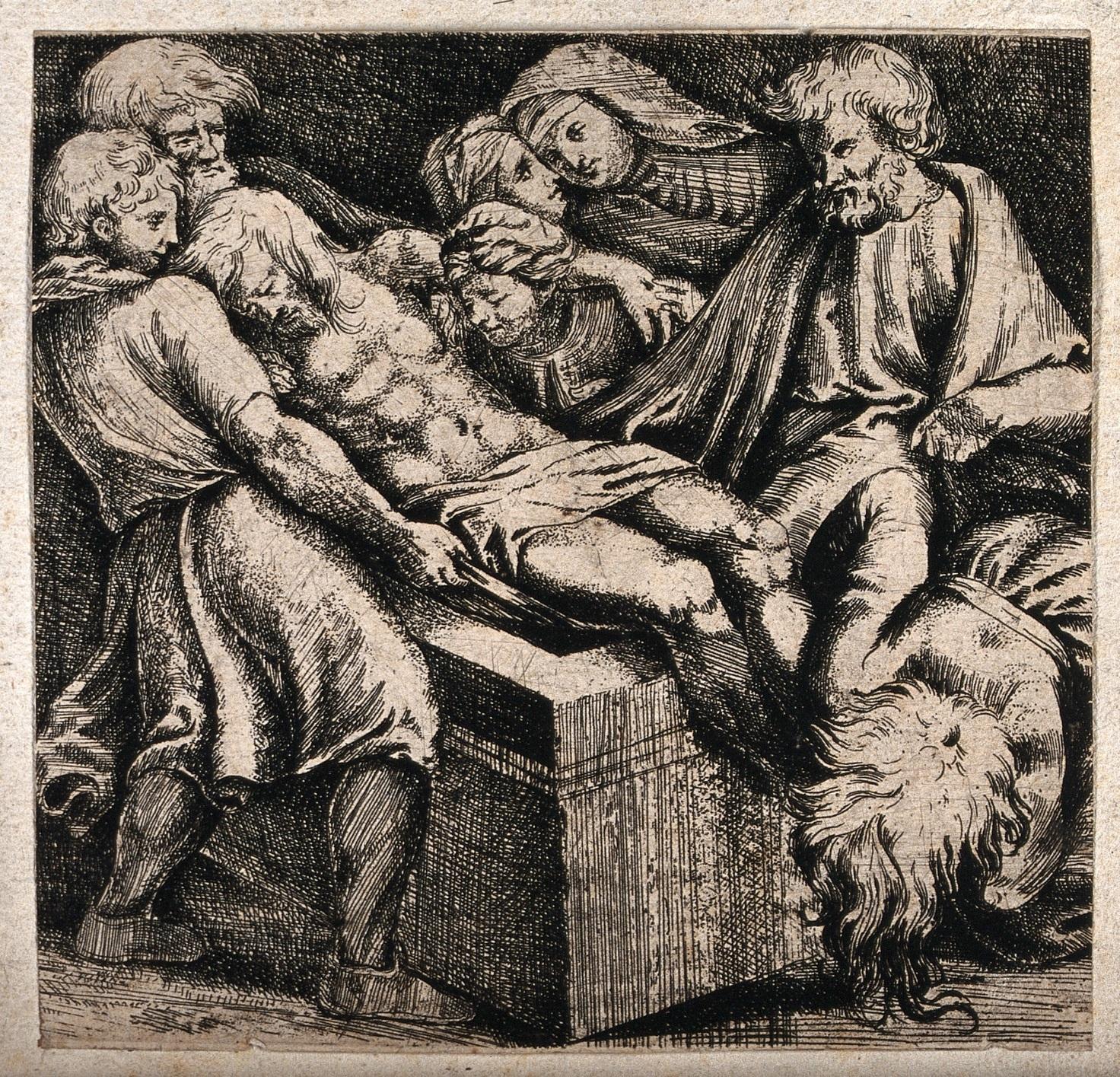 https://upload.wikimedia.org/wikipedia/commons/2/24/Christ%27s_body_is_carried_to_its_tomb._Etching_after_Raphael%2C_Wellcome_V0034798.jpg