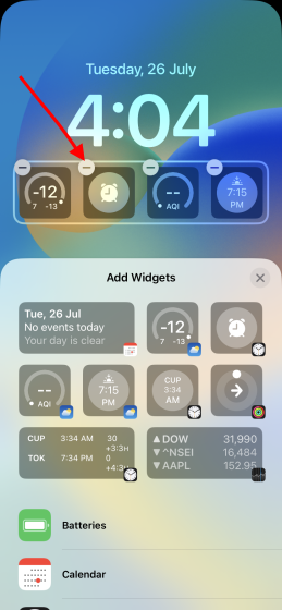 press minus sign to remove lock screen widget ios 16 Widget iPhone