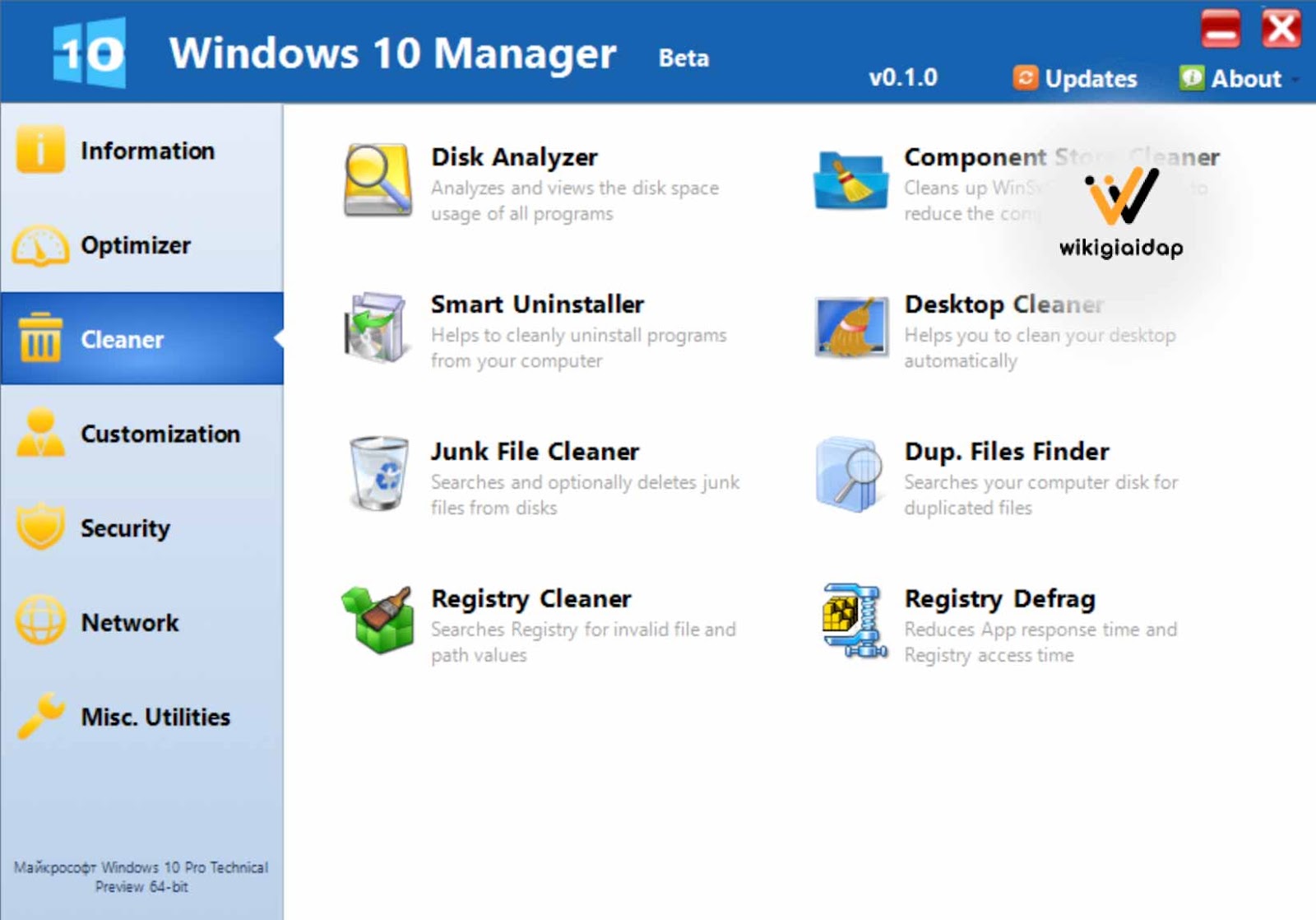 Các tính năng và tính năng ứng dụng cho Windows 10 Manager: