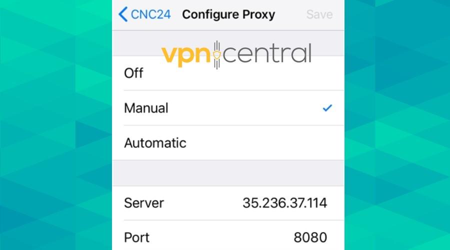 ios manual proxy setup