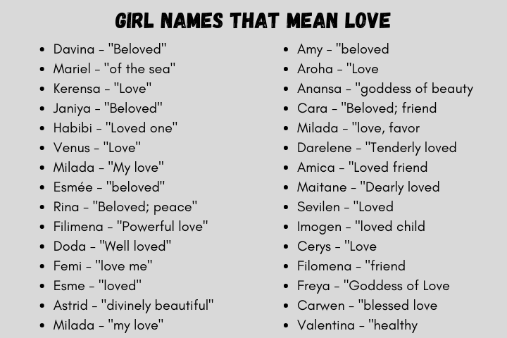 Girl Names That Mean Love