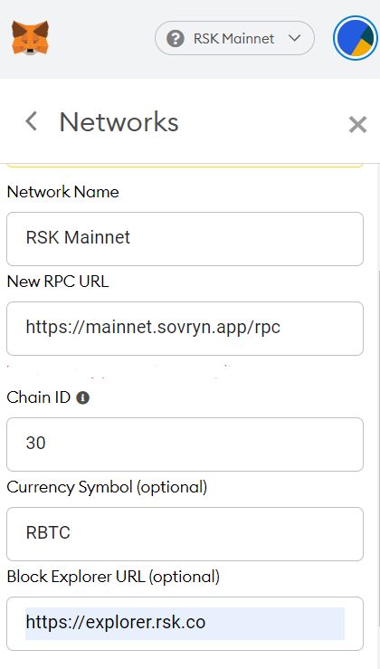 chuyển mạng ví metamask sang rsk