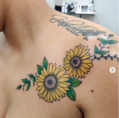 Yellow Sunflower Shoulder Tattoo
