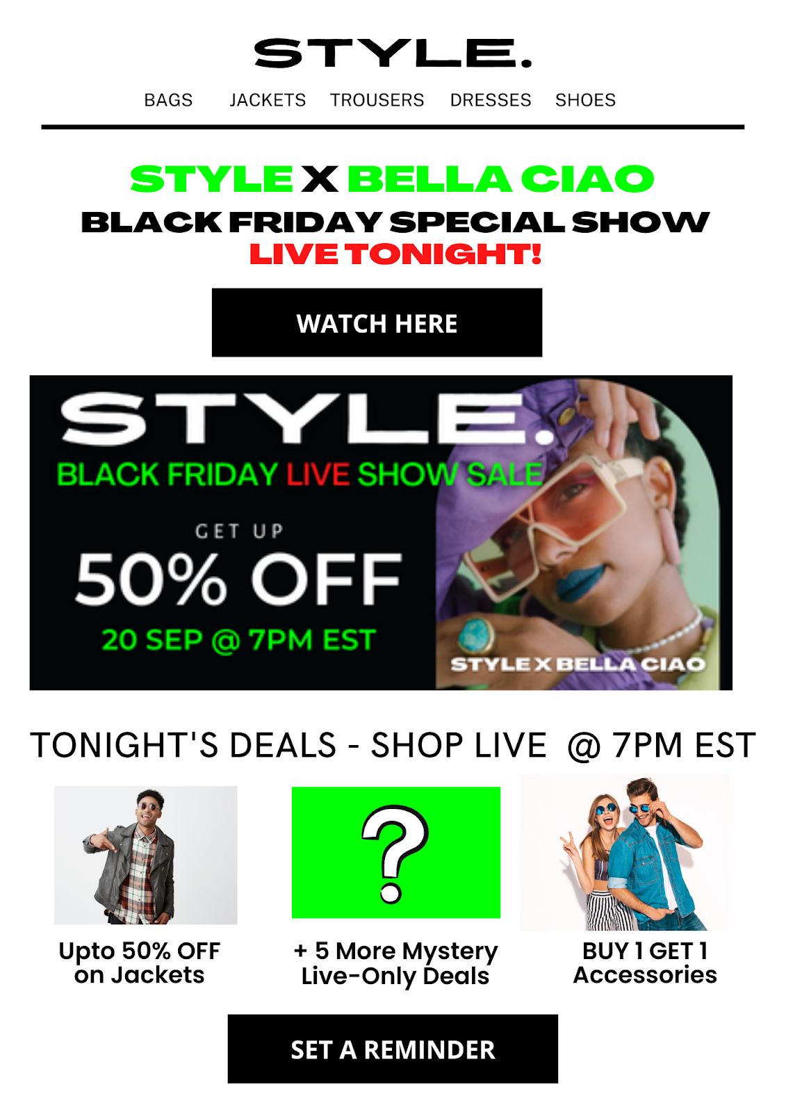 Show insights Emailer for Live shopping shows