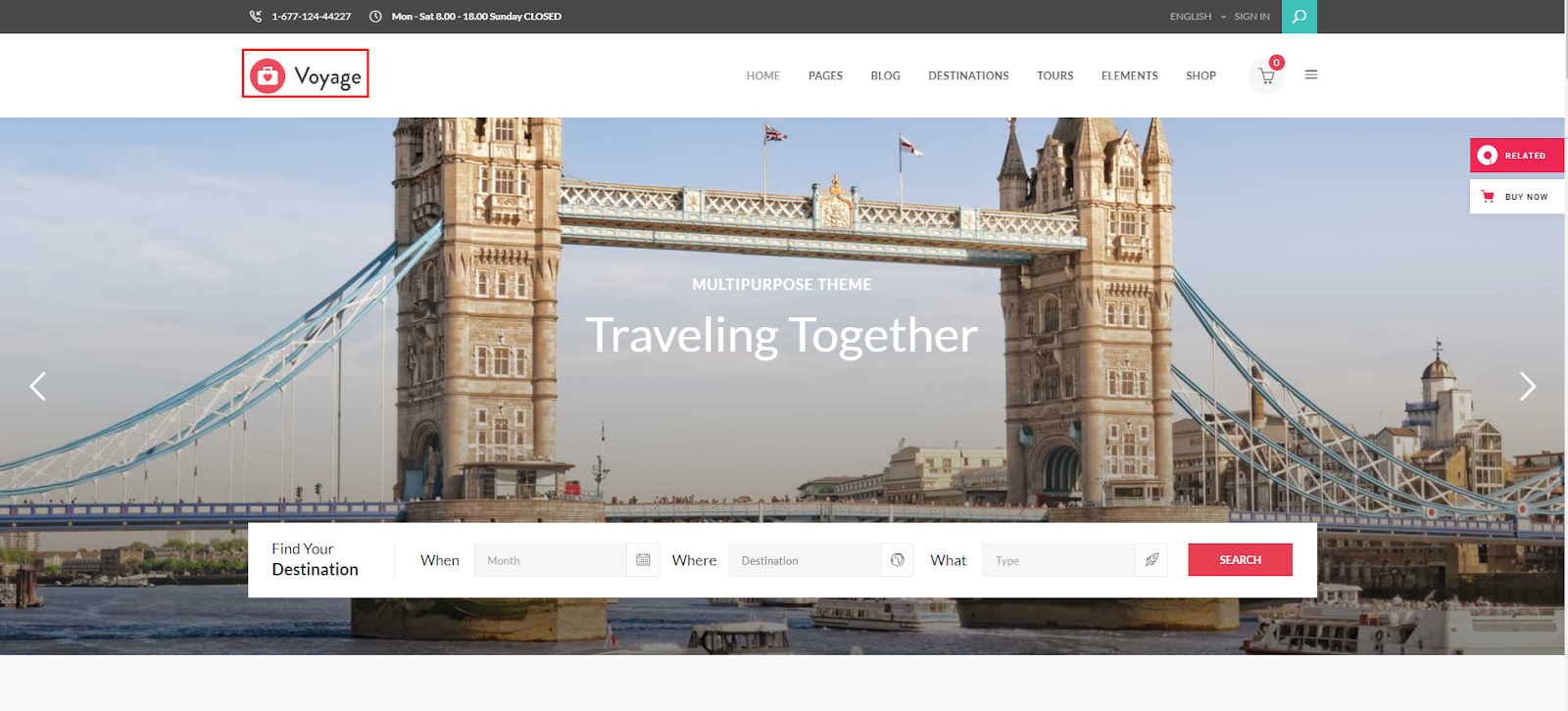 Voyage Travel and Tour Booking WordPress Theme