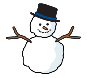 A snow person with no buttons.