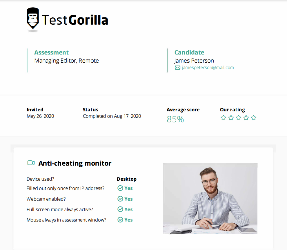 TestGorilla technology for hiring  remote employees