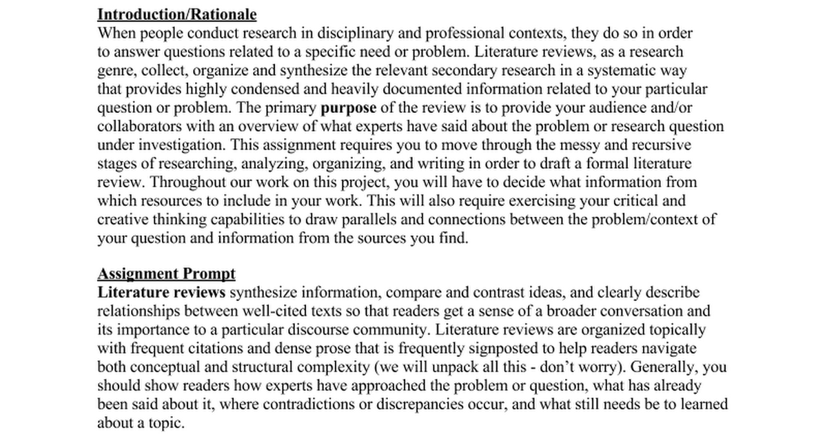 literature review google doc