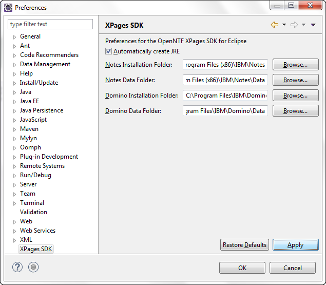 Select XPages SDK