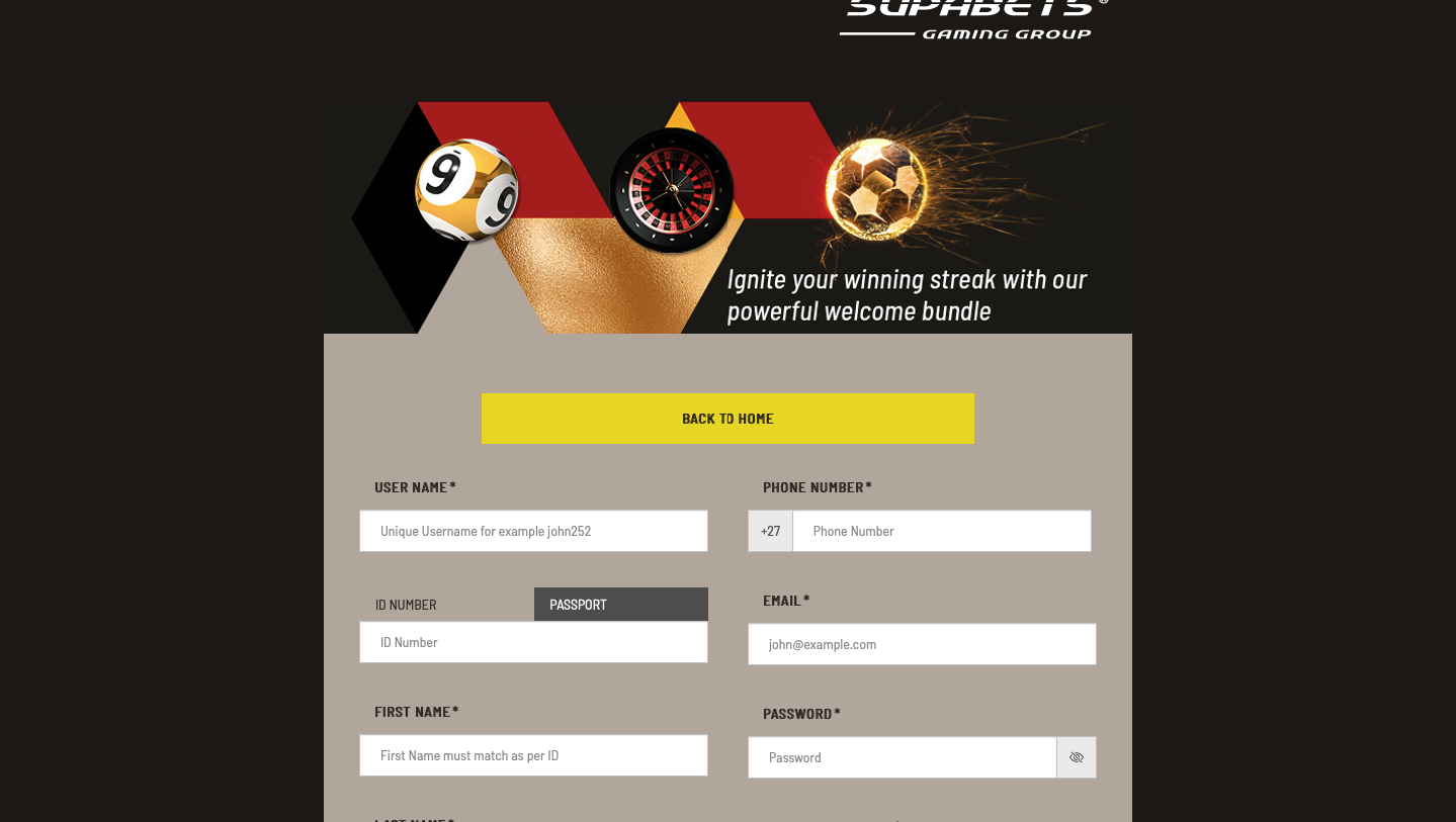 Supabets SA official site
