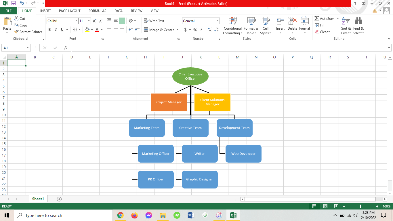 como fazer organograma no excel passo 4