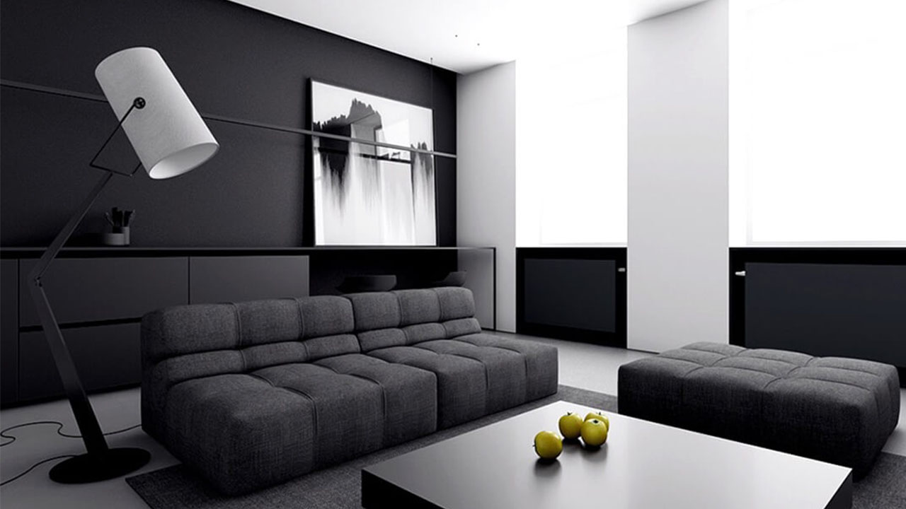 Phòng khách sử dụng 2 gam màu đen - trắng mang đến cảm giác sang trọng và hiện đại