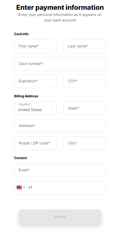 Enter Payment Information in MetaMask