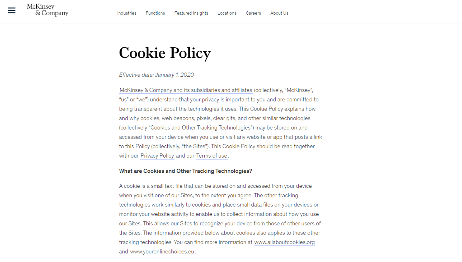 Cookie policy template example 1