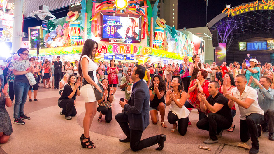 flash mob proposal at night