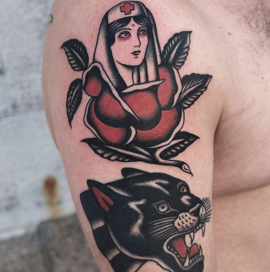 Black Panther Small Nurse Tattoo
