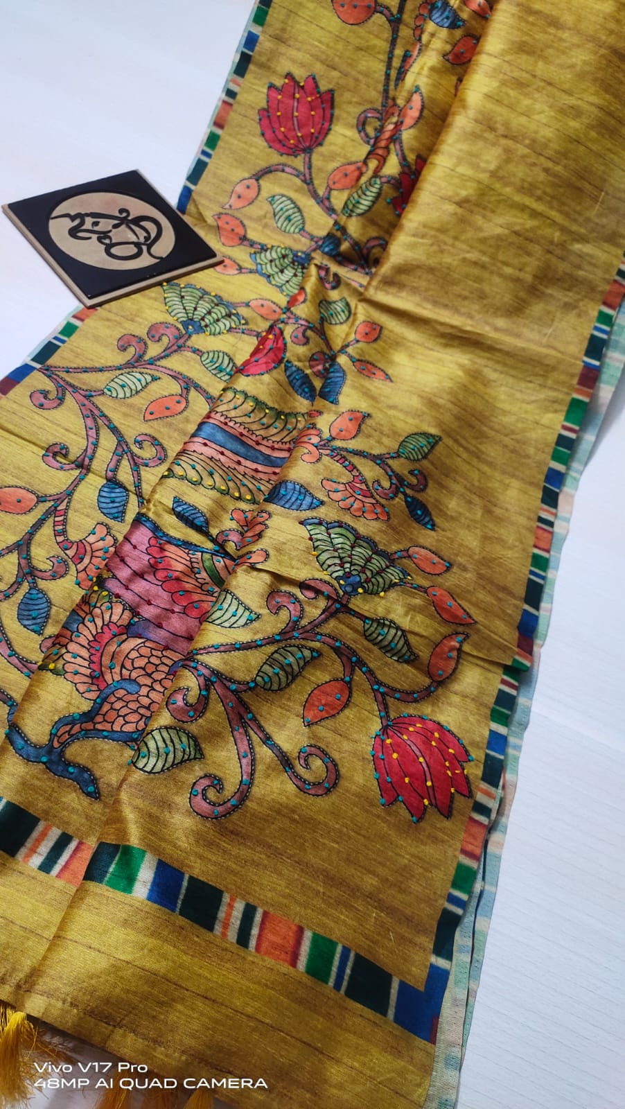Beneras fancy beautiful kalamkari work and knot work sarees
