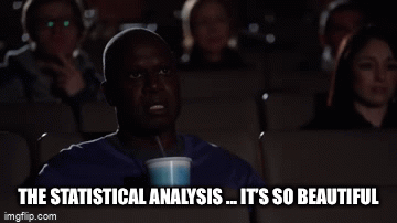 GIF of captain Holt weeping in a movie theatre and saying "The statistical analysis... it's so beautiful." 