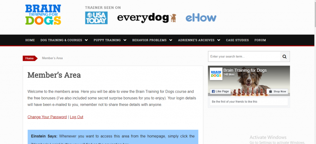 Brain Training 4 dogs members homepage