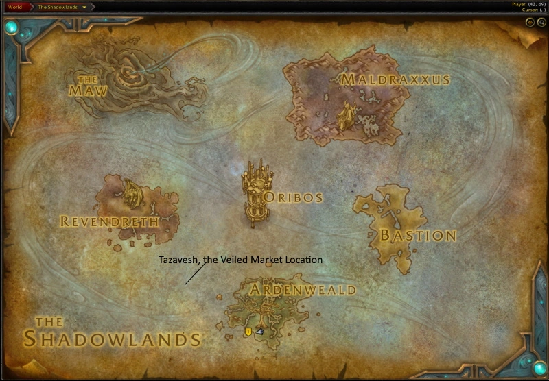 Shadowlands map where Tazavesh