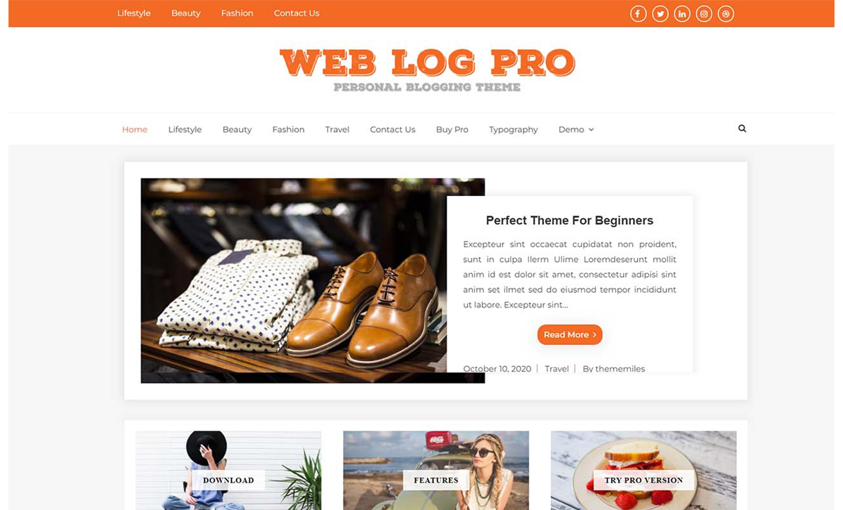 web log page design