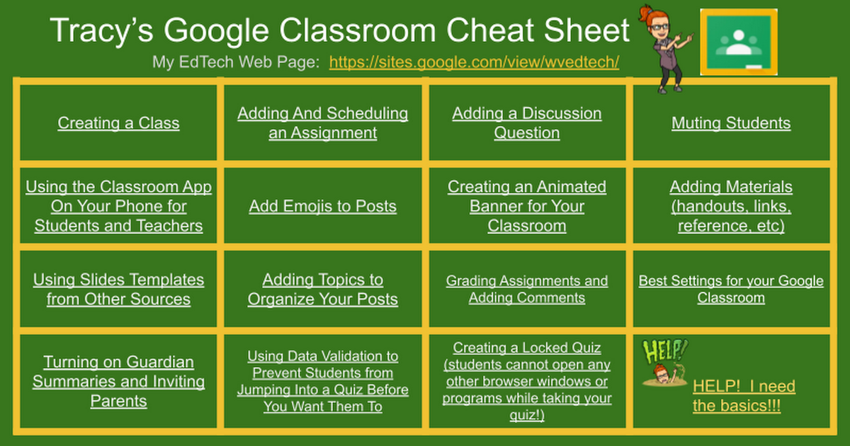 Tracy’s Google Classroom Cheat Sheet