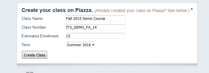 Create Class on Piazza