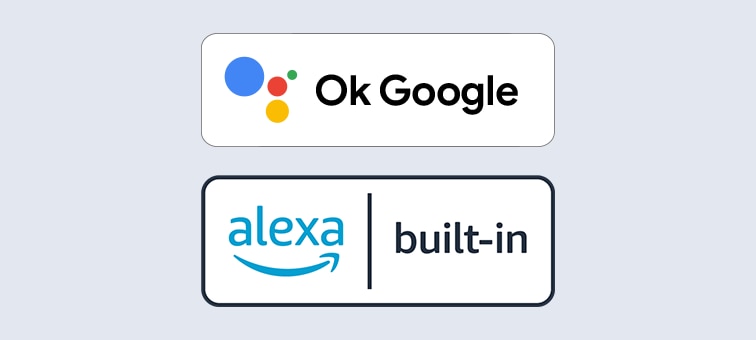 Логотипы встроенных функций Google Assistant и Amazon Alexa