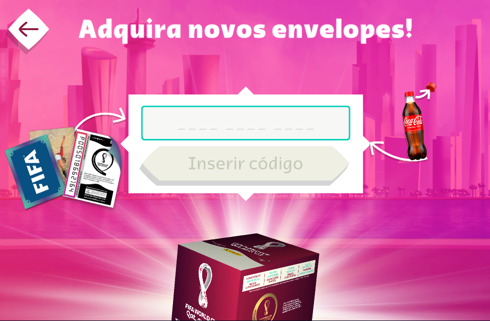 como adquirir novos envelopes do álbum virtual da Copa do Mundo