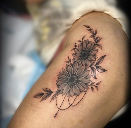 Sunflower Tattoo On Thigh