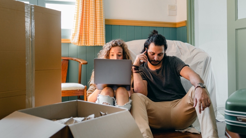 Couple getting quotes on moving.