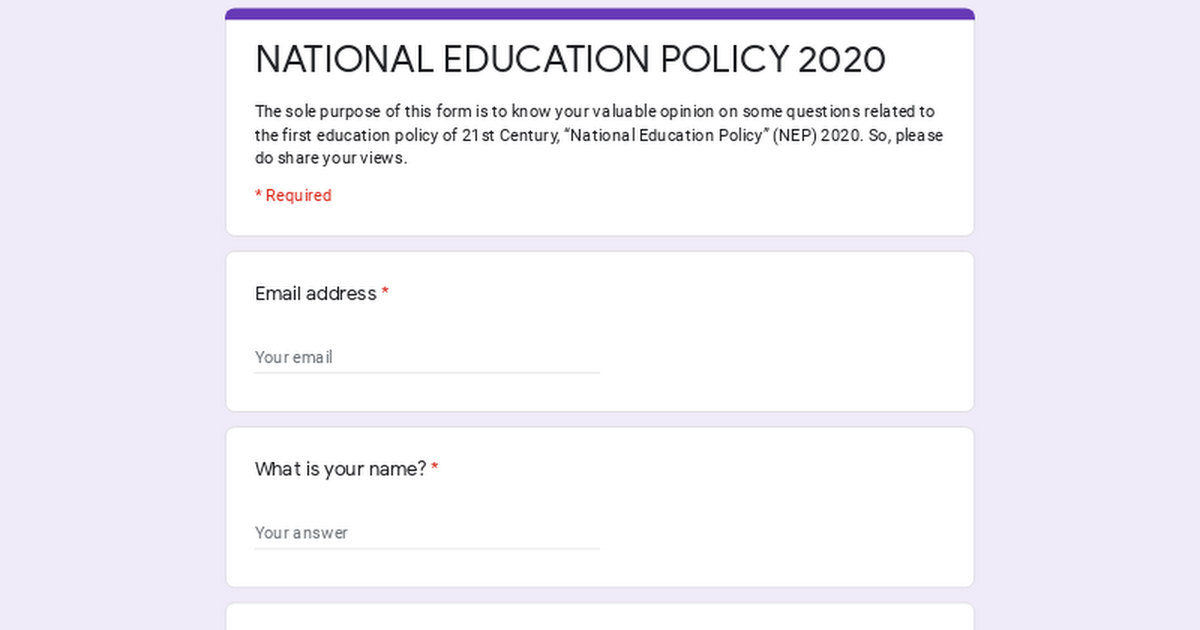 NATIONAL EDUCATION POLICY 2020