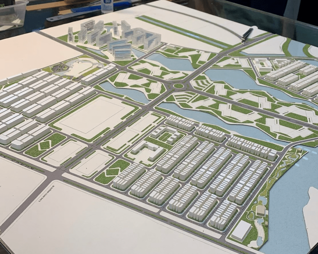 Image of Nal's final project (a model of the new architecture complex)