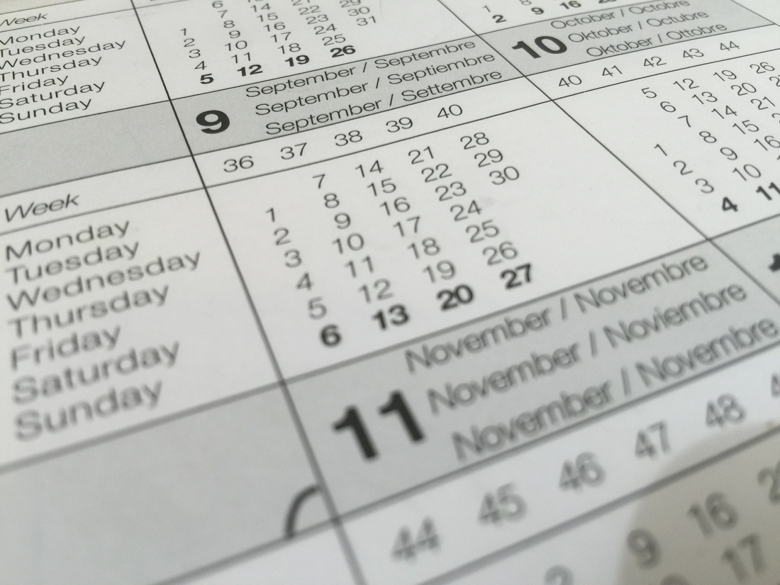 calendário de dias e meses em francês