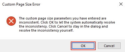Custom page size error