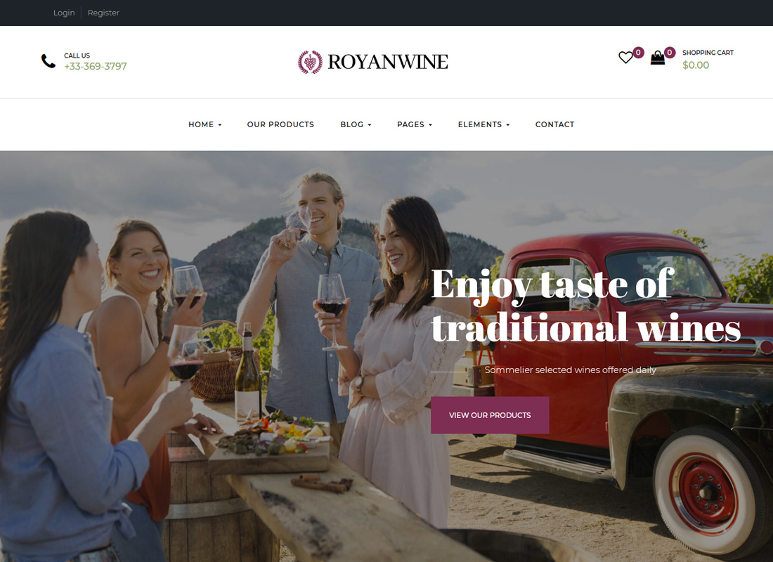 Tema de WordPress para viñedos, bodegas, tiendas de vinos y granjas lecheras