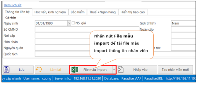 Chọn File mẫu import