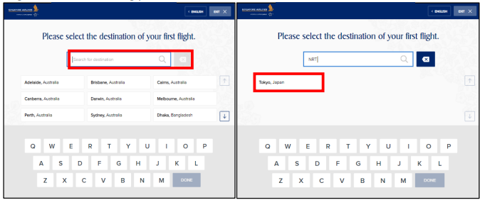 select destination with self service kiosk