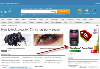 retargeted ad on the MSN