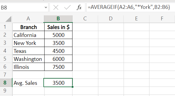 Calculate the Average Using a Wildcard Character '*'