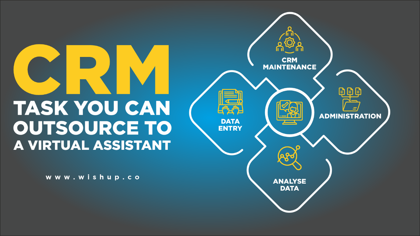Infographic showing the CRM tasks you can outsource to a virtual assistant