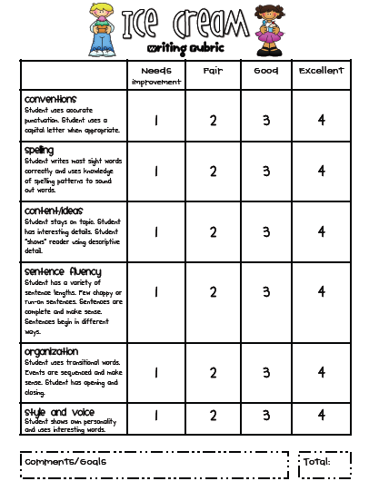 Spring math worksheets rubric