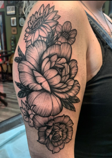 SunFlower Fabulous Floral Tattoo